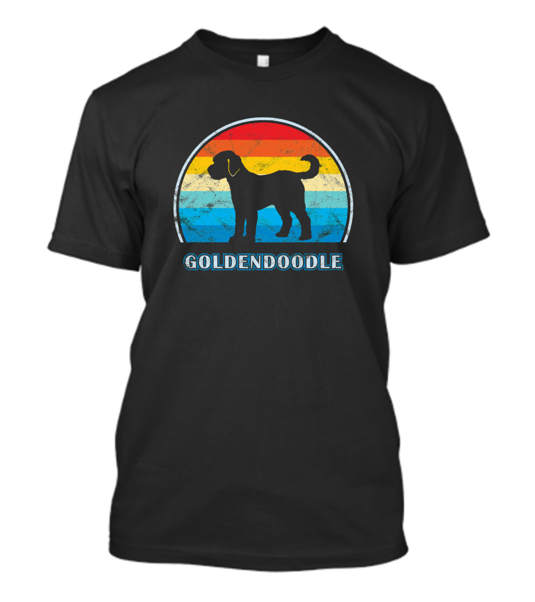 Goldendoodle Retro Silhouette With Striped Circle Background T-Shirt