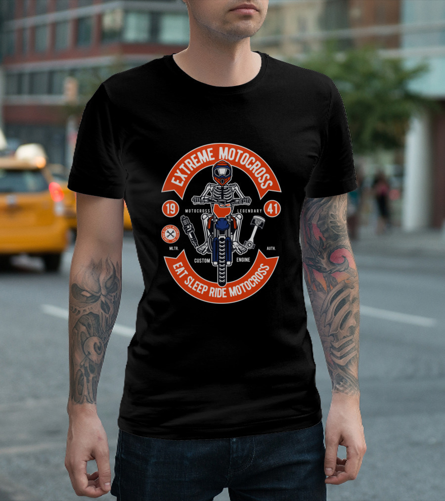Extreme Motocross Eat Sleep Ride Motocross 1941 Legendary Custom Engine T-Shirt