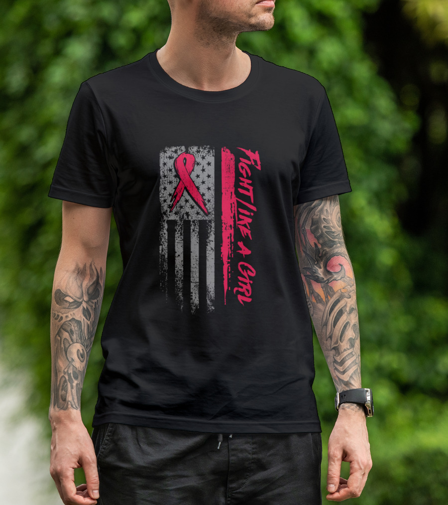 Fight Like A Girl American Flag Hemophilia Awareness T-Shirt