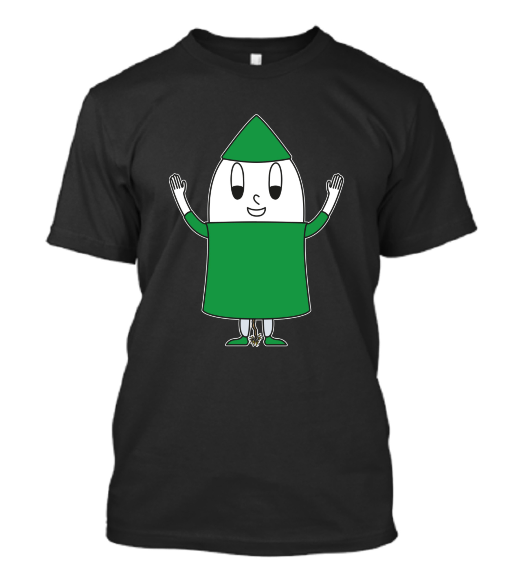 Firework Rocket Egg Cartoon Character With Green Hat T-Shirt