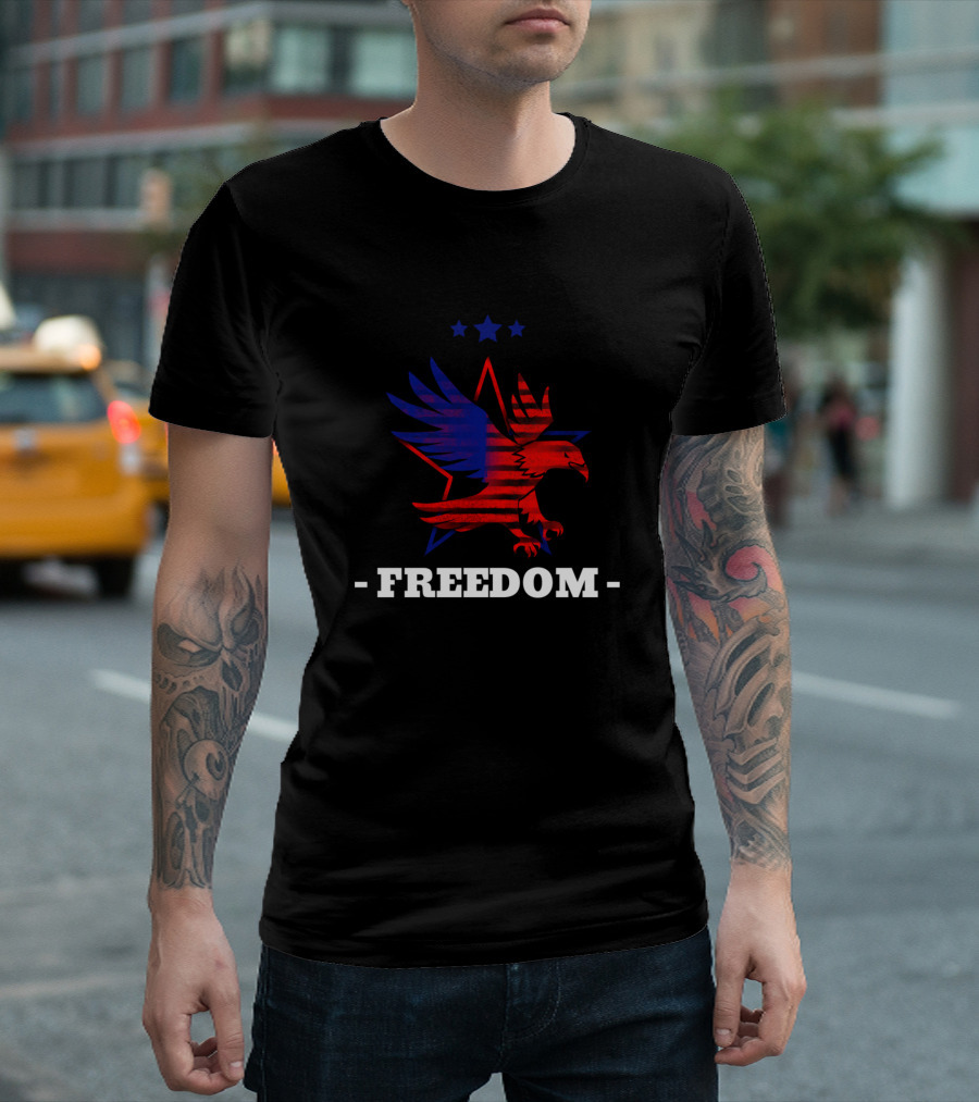 FREEDOM Eagle with Red White Blue Star Stripes T-Shirt