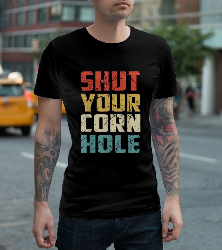 Retro Funny Bean Bag Toss Shut Your Corn Hole Cookout T-Shirt