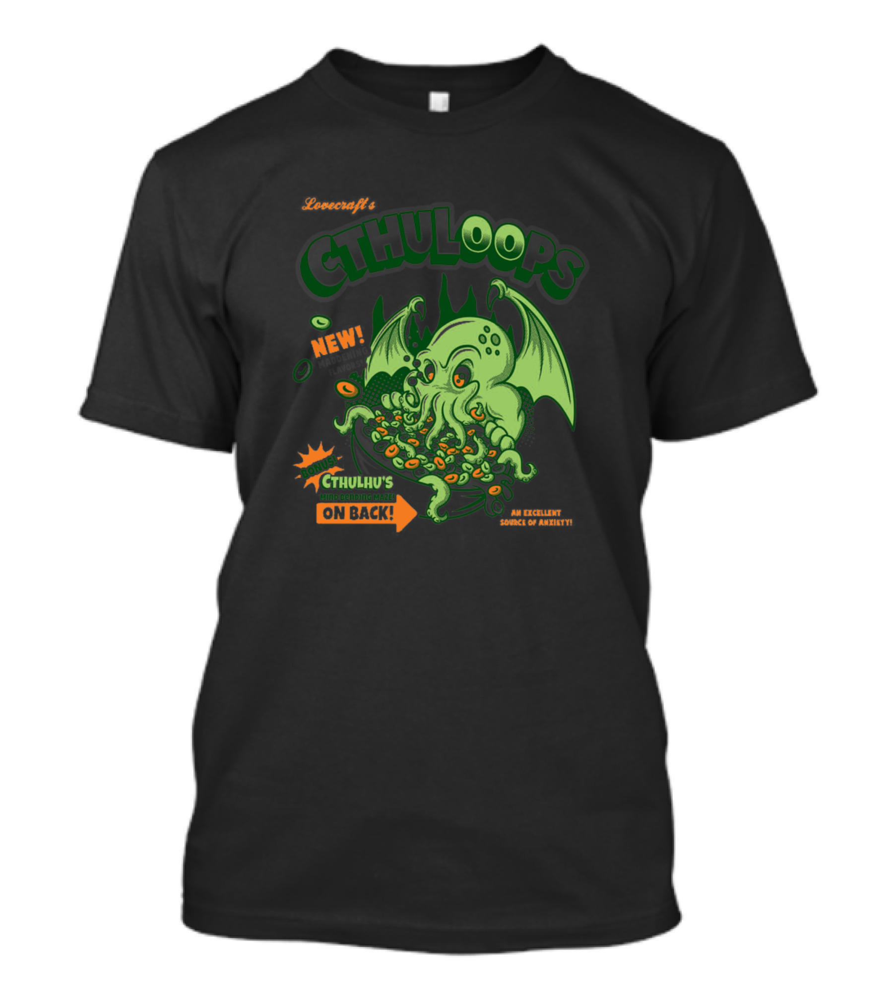 Lovecraft's Cthuloops New Cthulhu's On Back An Excellent Source Of Anxiety T-Shirt