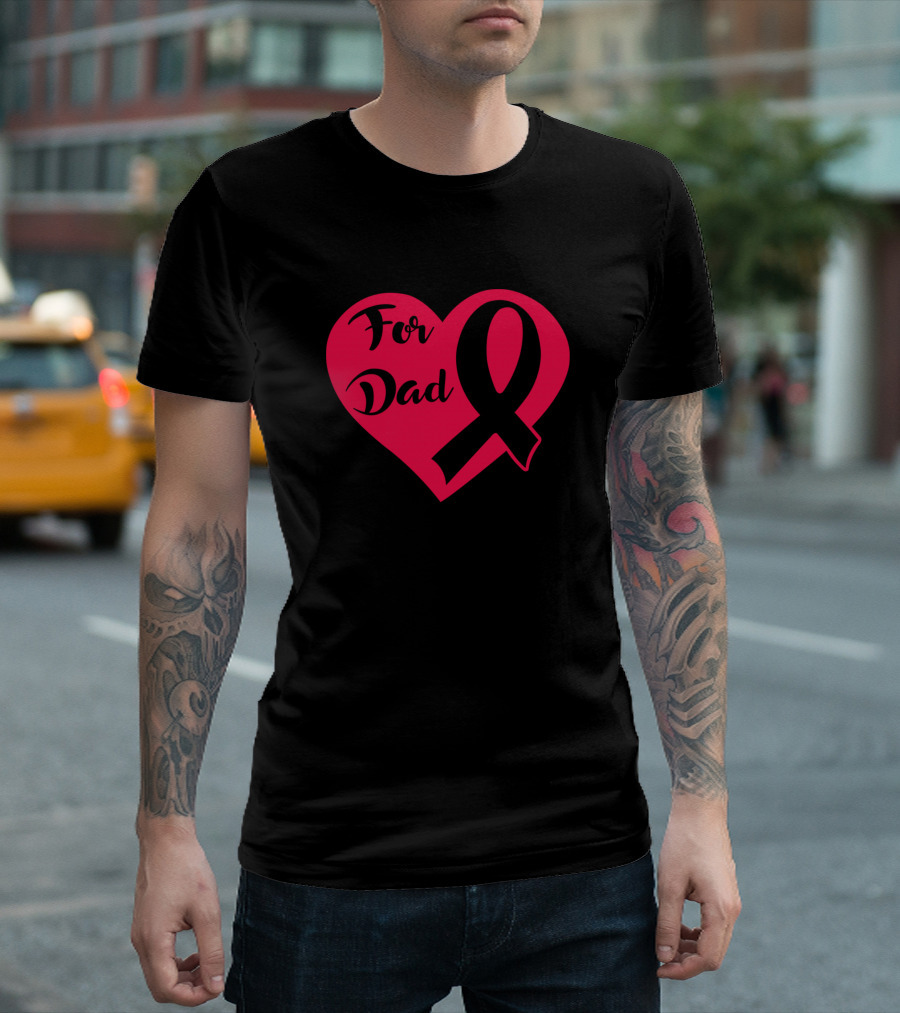 For Dad Heart Love Hemophilia Awareness Red T-Shirt