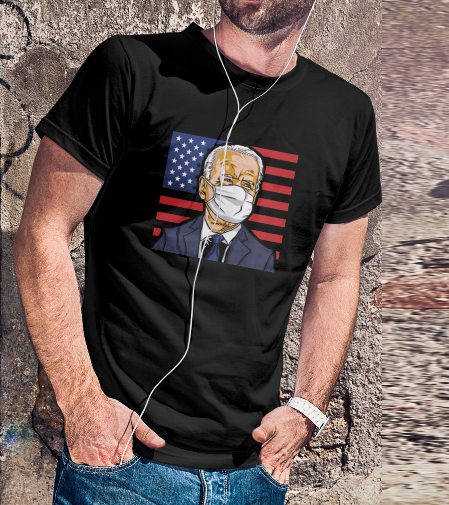 Joe Biden Mask American Flag T-Shirt