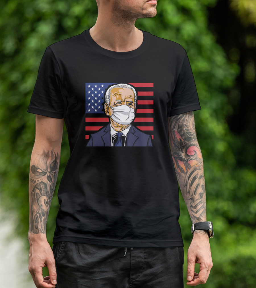 Joe Biden Mask American Flag T-Shirt