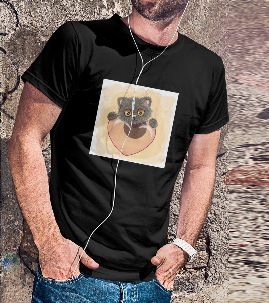 Kitten Cuddles In Heart-Shaped Frame T-Shirt
