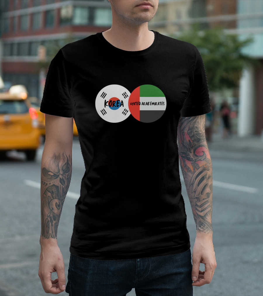 Korea United Arab Emirates Friendship Symbol with Flags T-Shirt