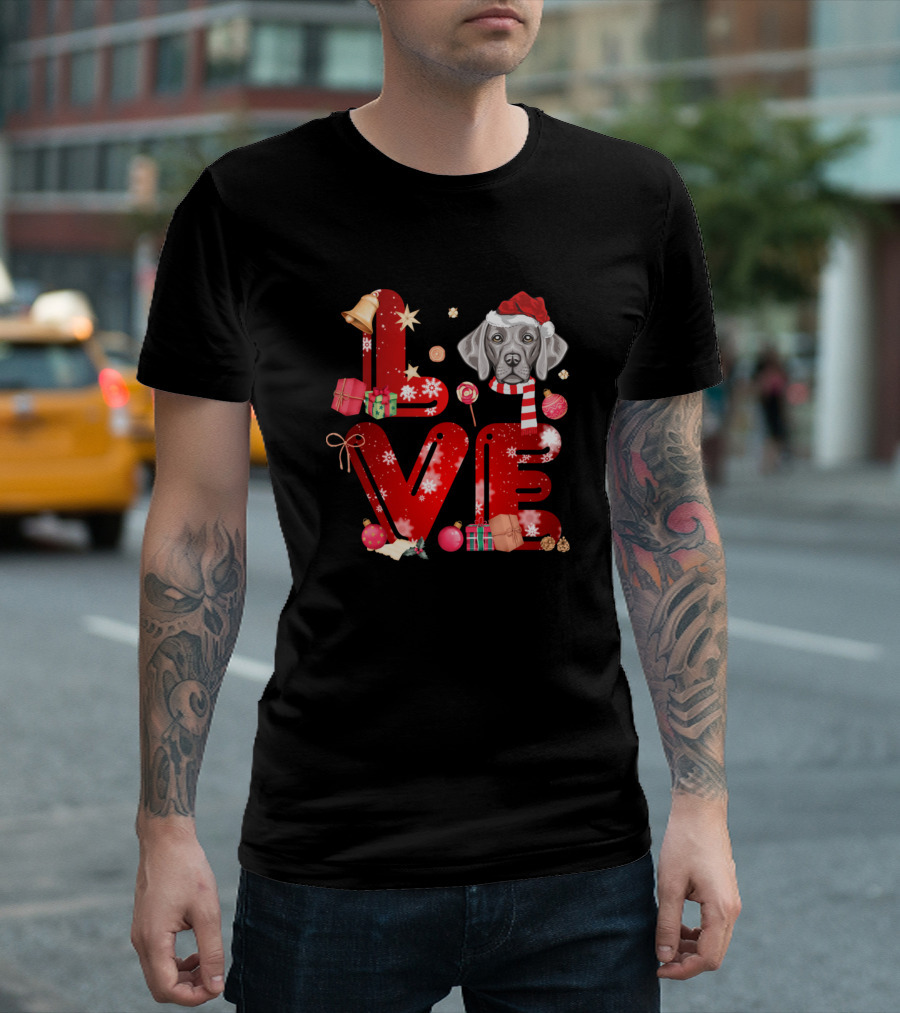 Christmas Weimaraner Love Holiday Gifts and Decorations T-Shirt