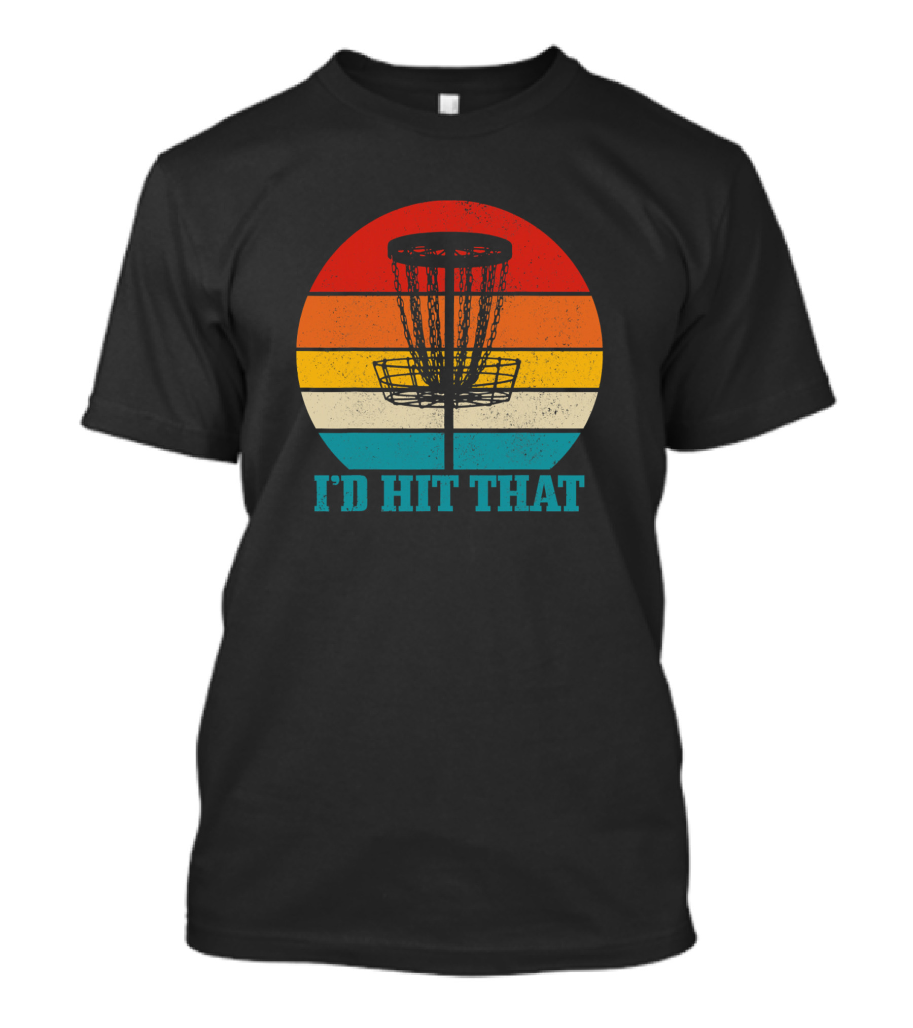 Mens Disco Golf I'd Hit That Funny Vintage Disc Golf Basket Retro Sunset T-Shirt