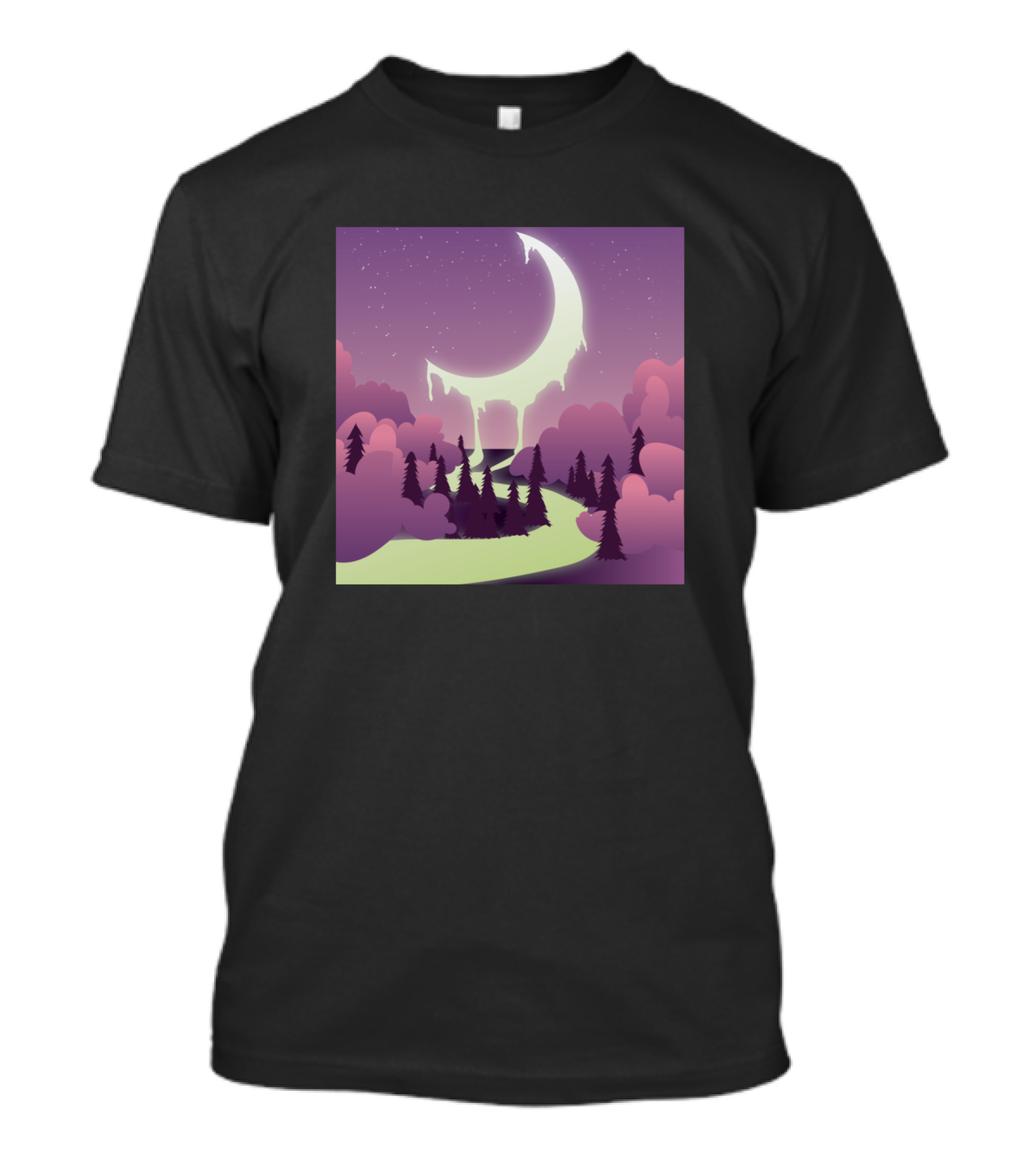 Moon Melting River Fantasy Night Landscape T-Shirt