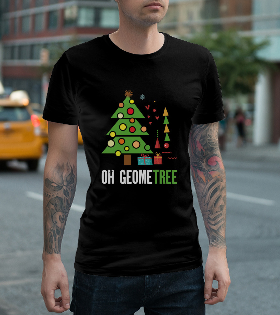 Oh Geometree Christmas Tree with Gifts and Shapes T-Shirt