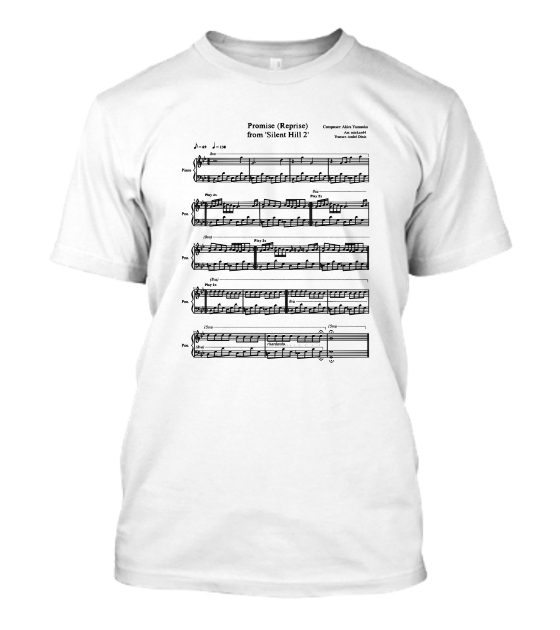 Promise Reprise From Silent Hill 2 Sheet Music By Akira Yamaoka T-Shirt