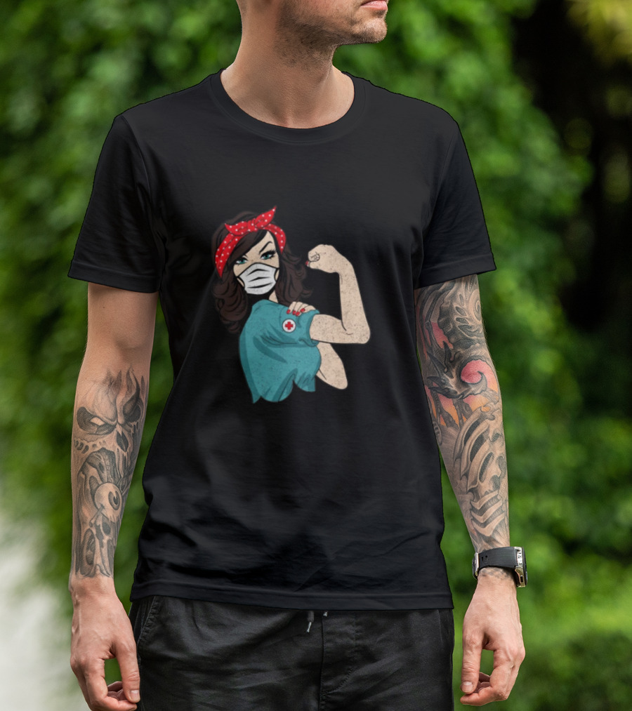 Rosie Riveter Nurse Masked Hero T-Shirt