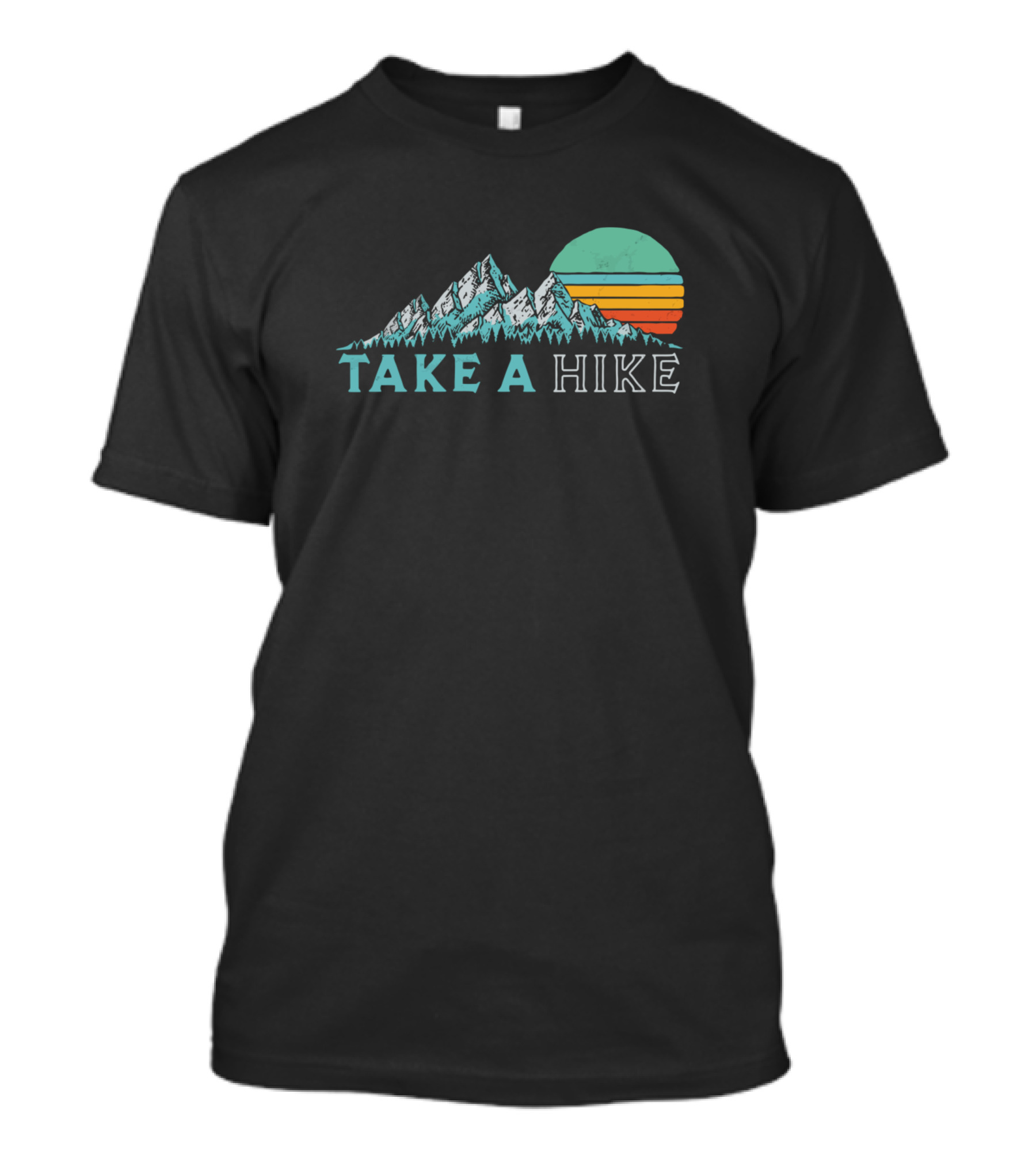 Take A Hike 70s Retro Mountains Vibe Vintage Sunset Hiking T-Shirt