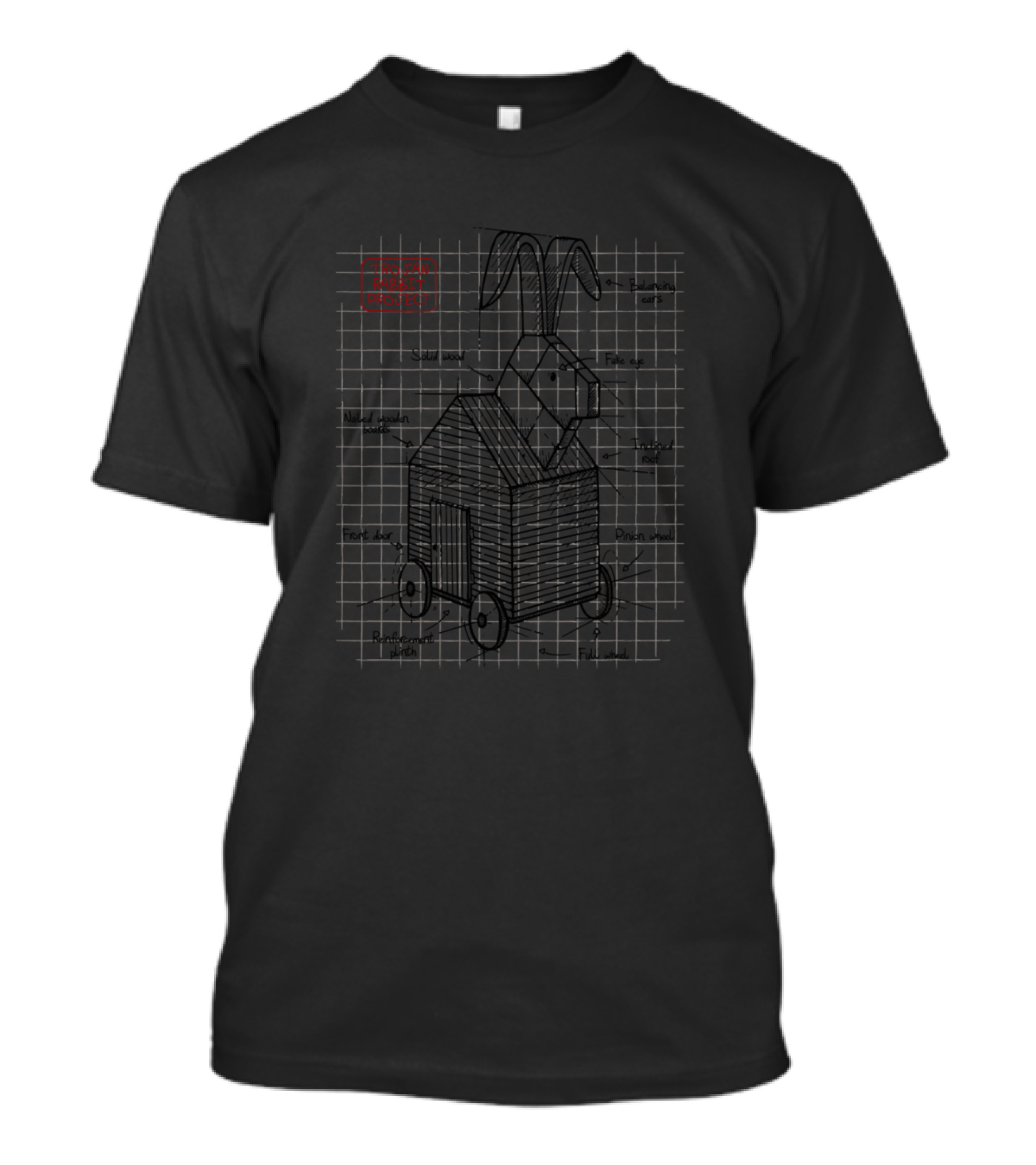 Trojan Rabbit Blueprint With Tactical Design Elements T-Shirt
