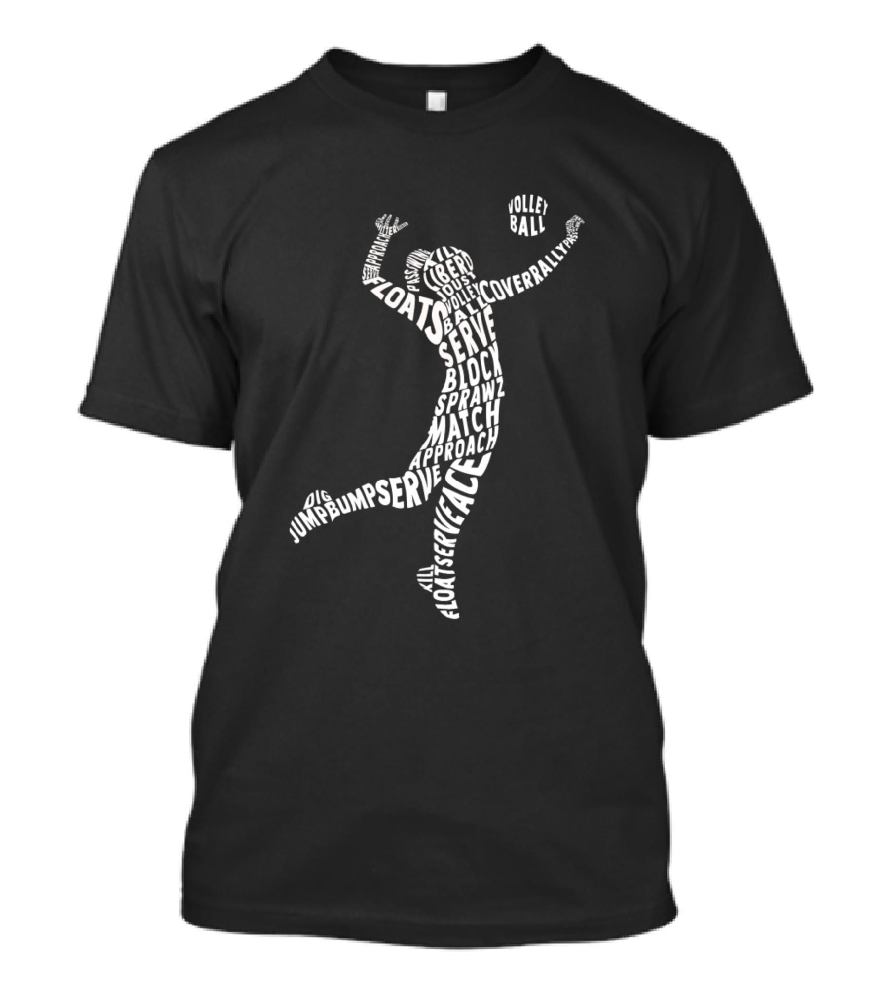 Volleyball Player Typography Sprawl Serve Jump Match Approach Floats Youth Vo T-Shirt