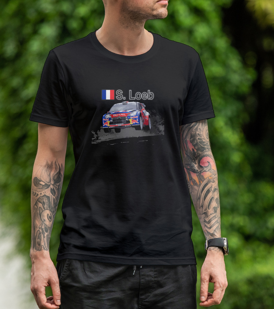 WRC Champion S. Loeb Citroën Rally Car Racing France Flag T-Shirt