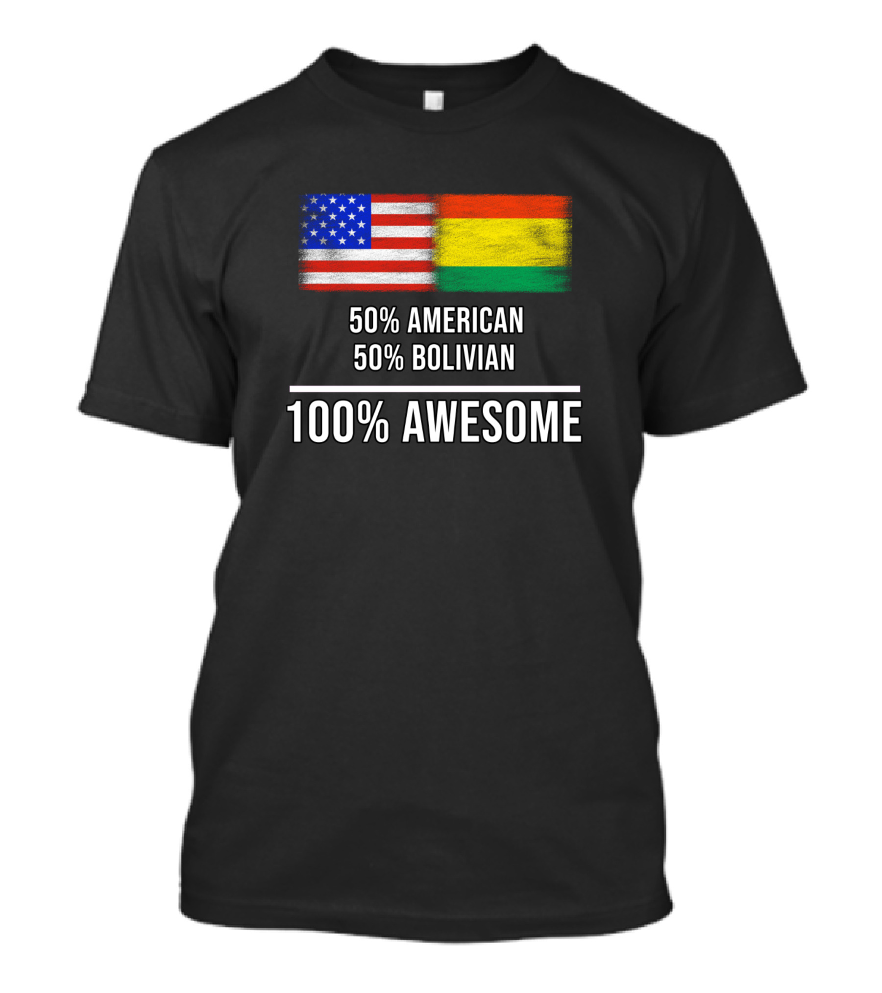 50 American 50 Bolivian 100% Awesome USA Bolivia Flags T-Shirt