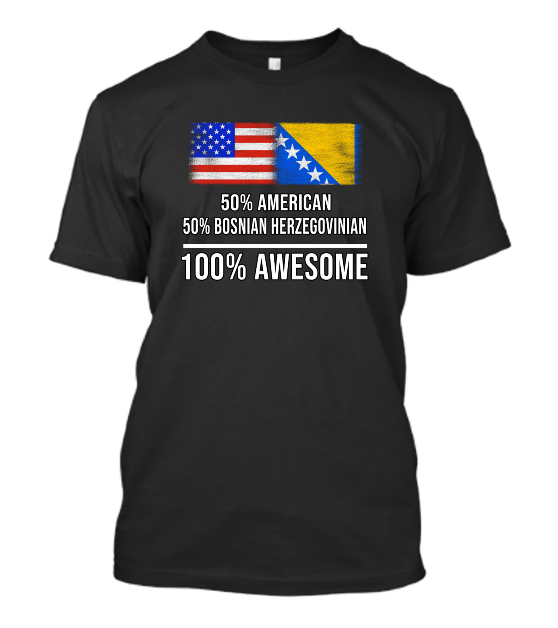 50 American 50 Bosnian Herzegovinian 100 Awesome Flags T-Shirt