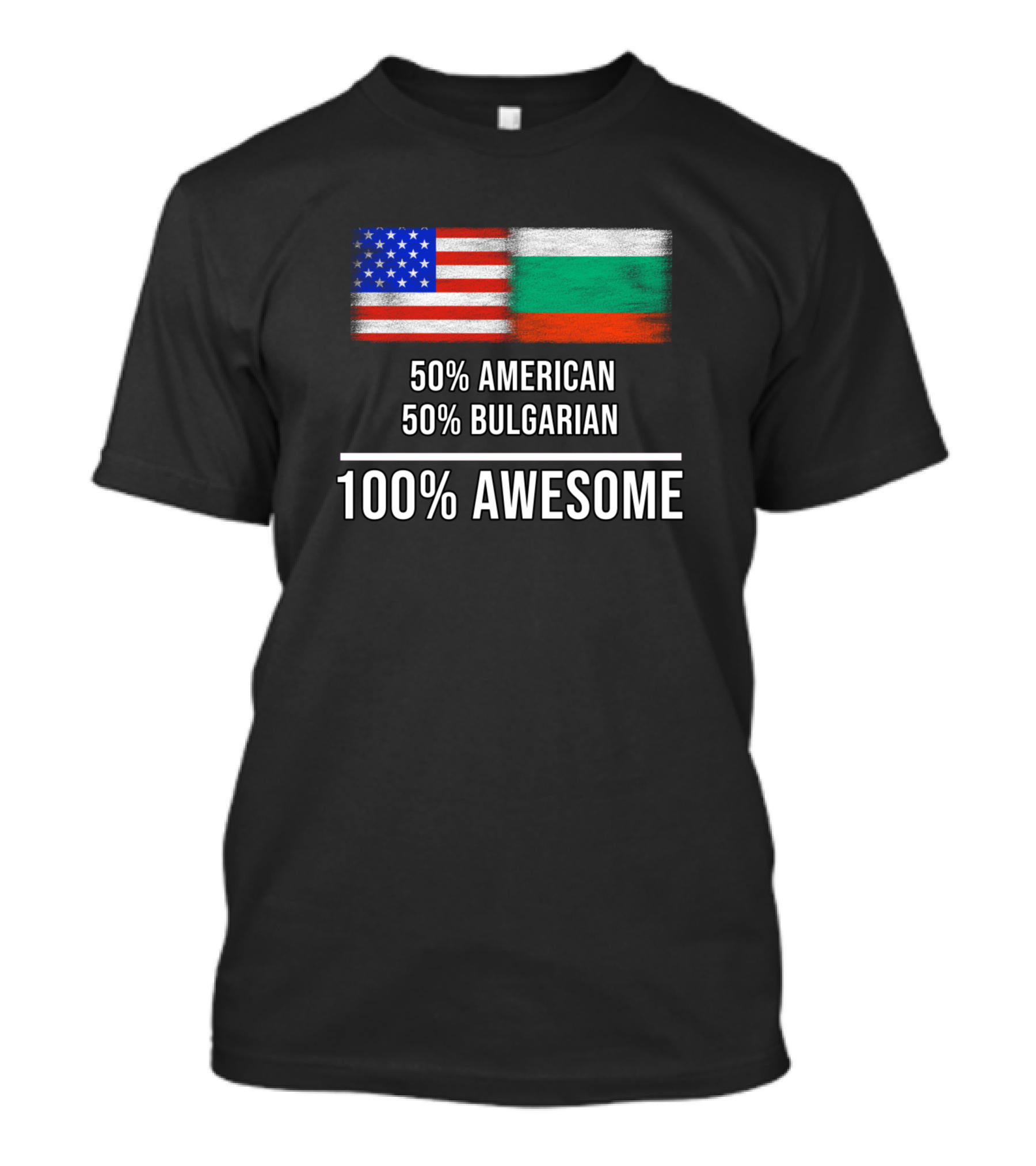 50 American 50 Bulgarian 100 Percent Awesome Flags T-Shirt