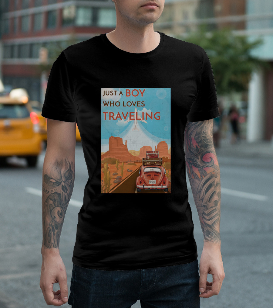 Just A Boy Who Loves Traveling Let’s Go Desert Adventure Airplane T-Shirt