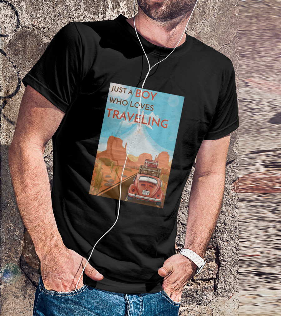 Just A Boy Who Loves Traveling Let’s Go Desert Adventure Airplane T-Shirt
