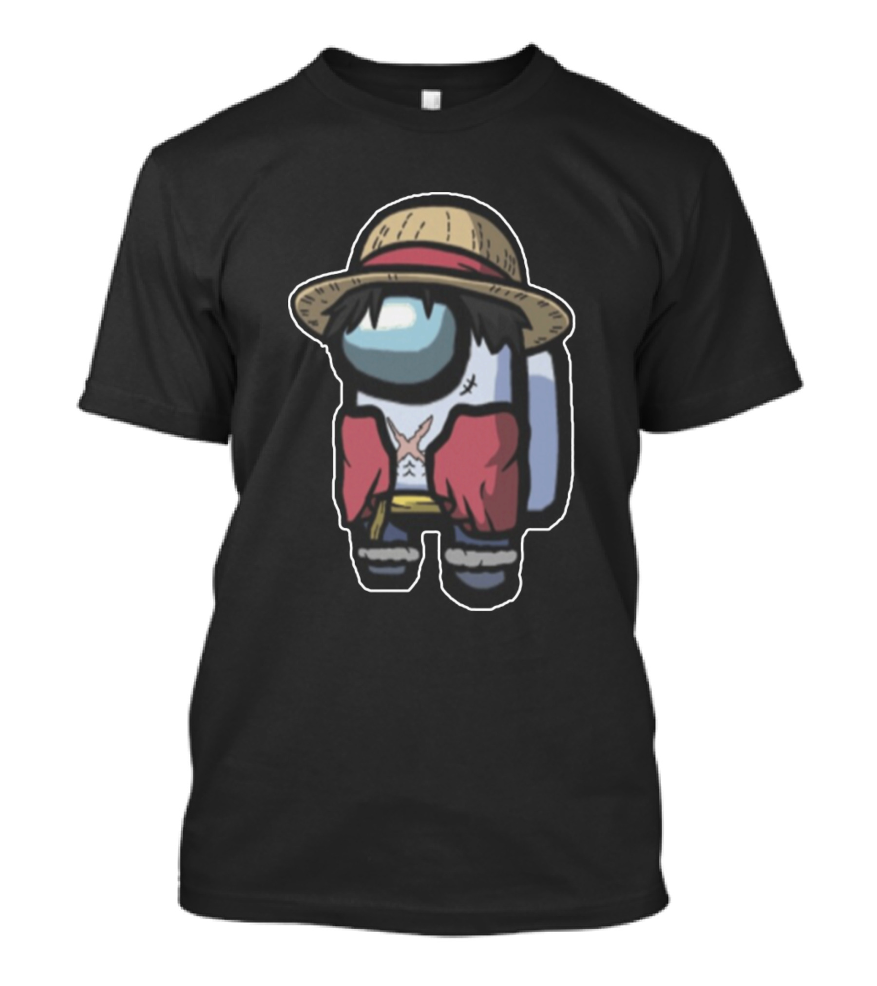 Among Us Crossover With Luffy Straw Hat Character T-Shirt