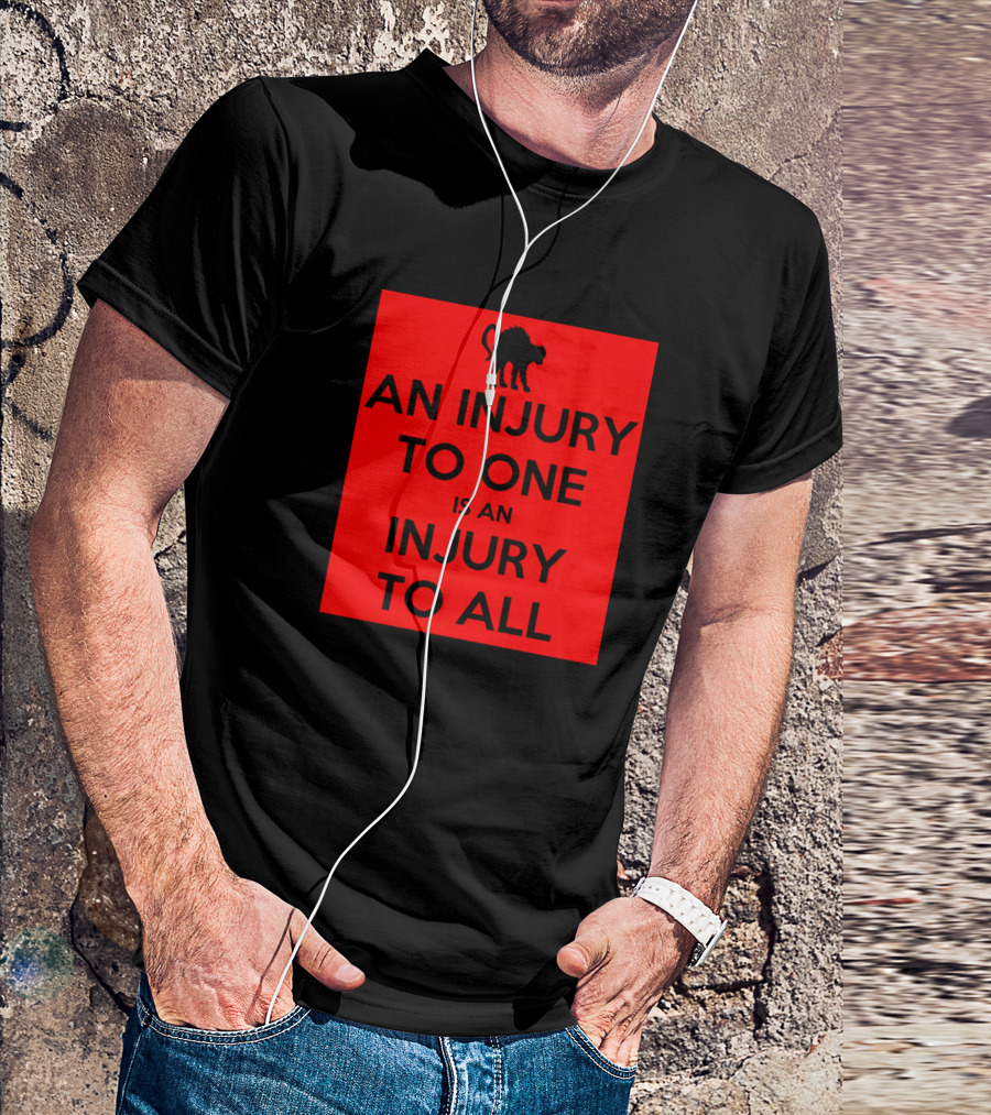 An Injury To One Is An Injury To All Red Background Black Cat T-Shirt