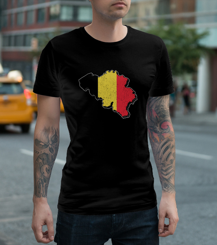Belgium Map with Flag Colors Travel Souvenir T-Shirt