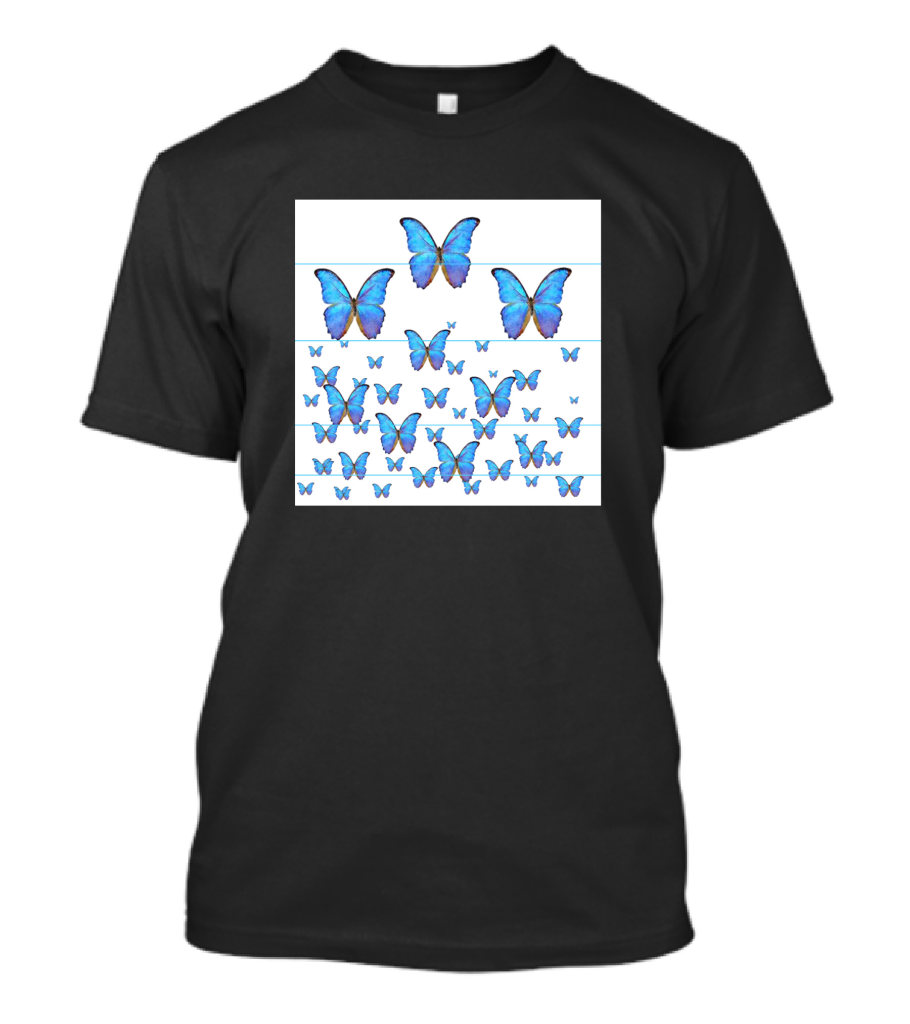 Blue Butterflies On T-Shirt