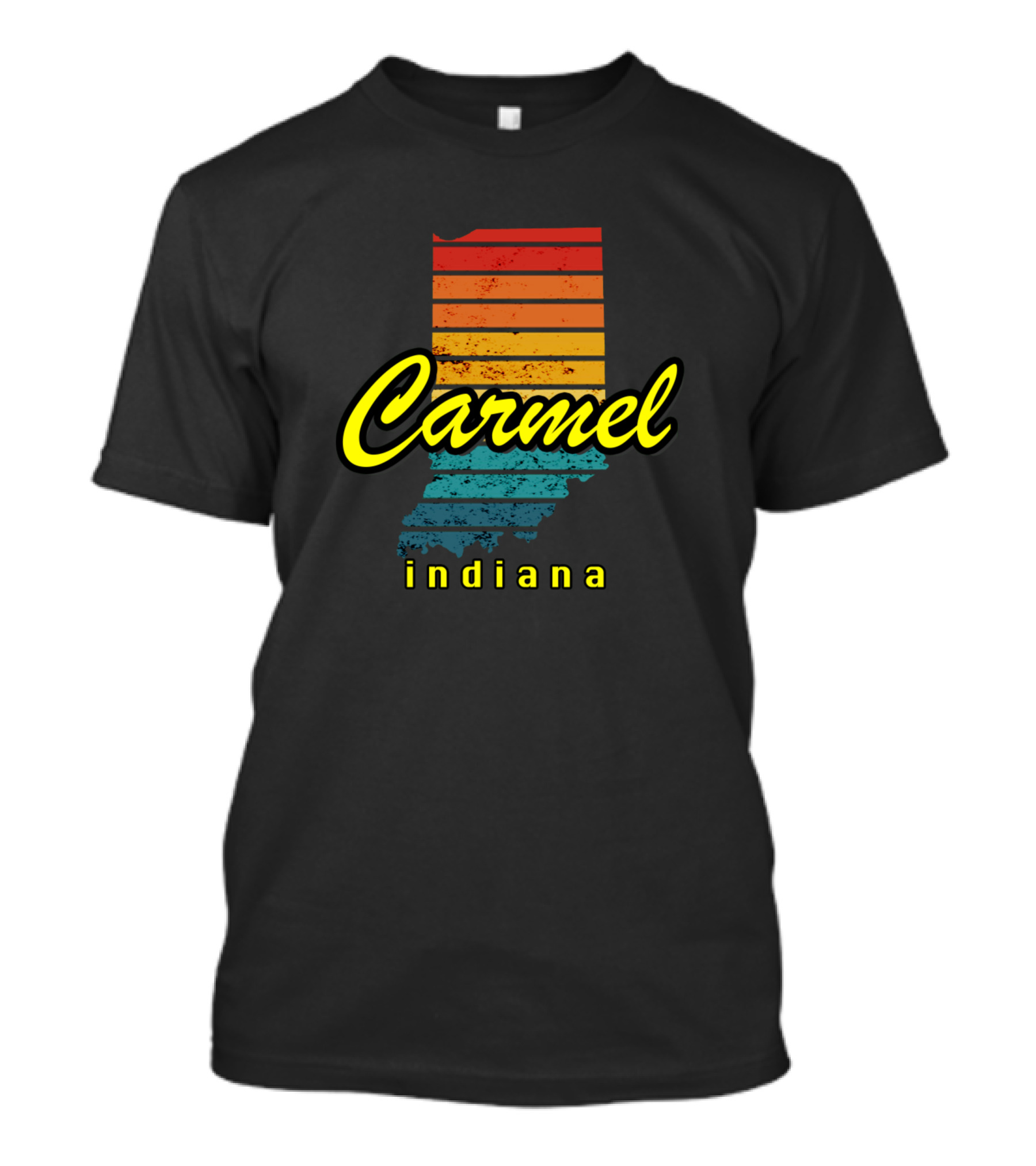 Carmel Indiana Retro State Outline Vintage Colors T-Shirt