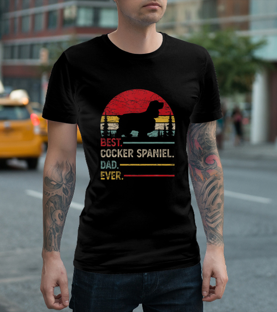 Best Cocker Spaniel Dad Ever Vintage Retro Dog T-Shirt