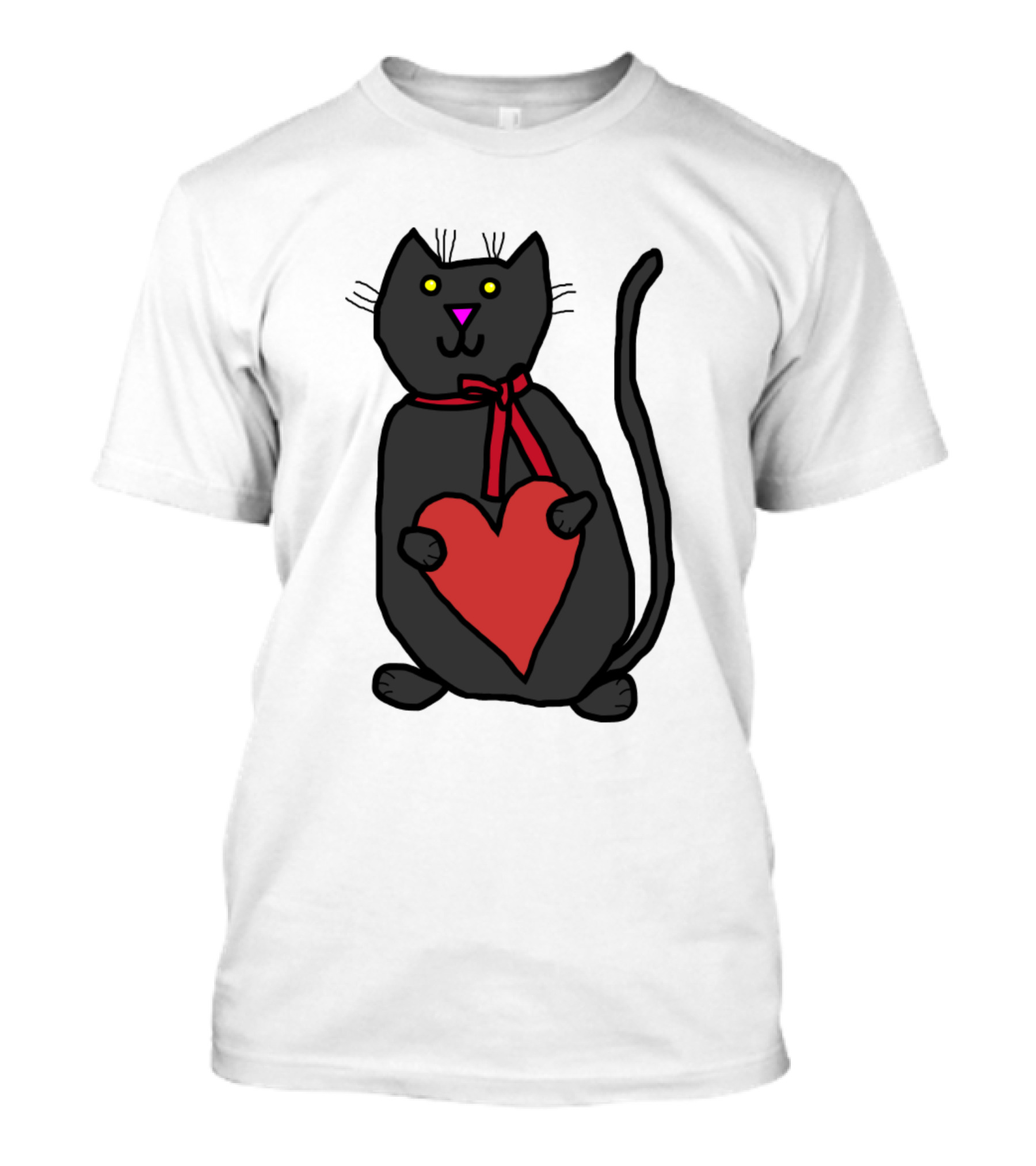 Cute Cat With Red Heart T-Shirt