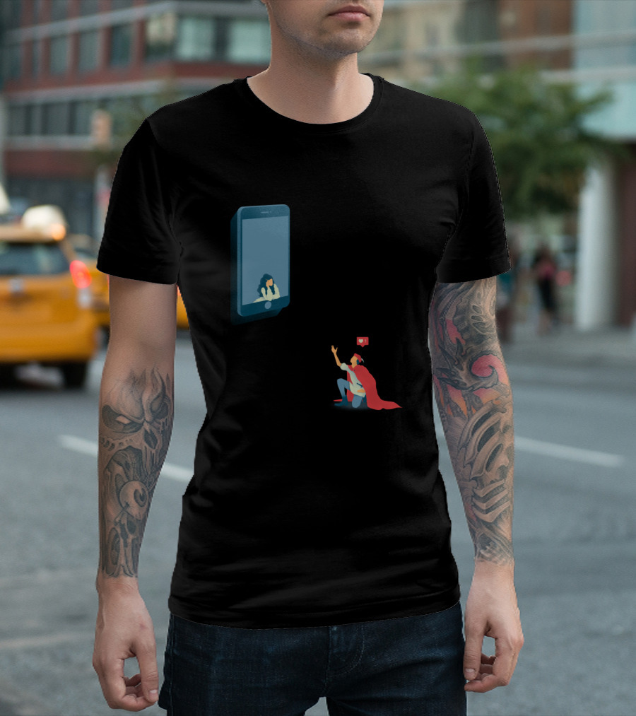 Digital Love Superhero Messaging Connection T-Shirt