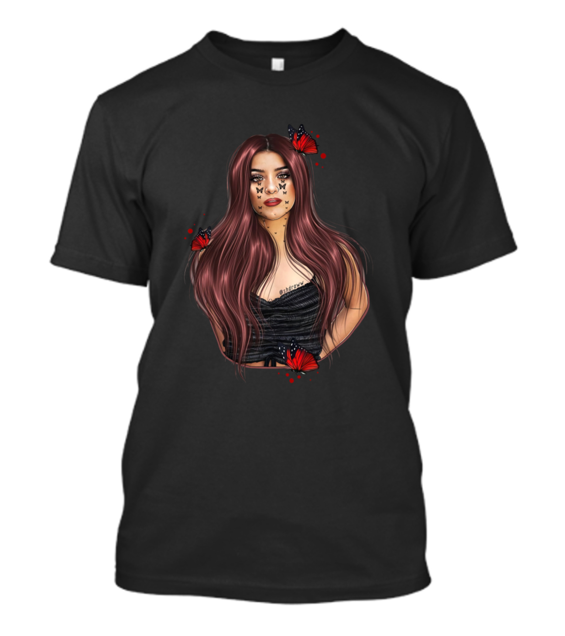 Dixie D'amelio Butterfly Face Art Red Butterfly Aesthetic T-Shirt