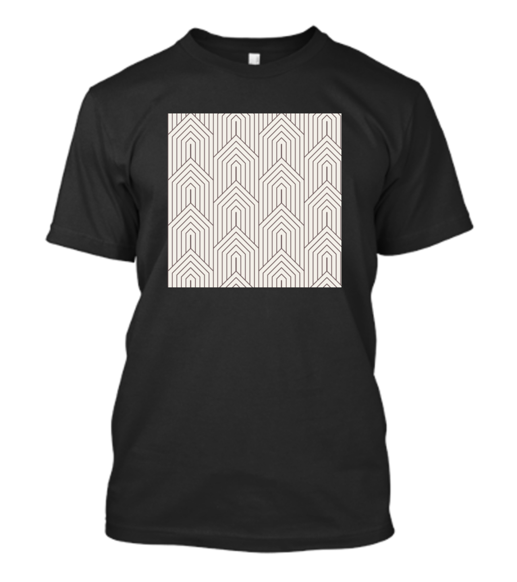 Ecru Mocha Brown Geometric Chevron Lines T-Shirt