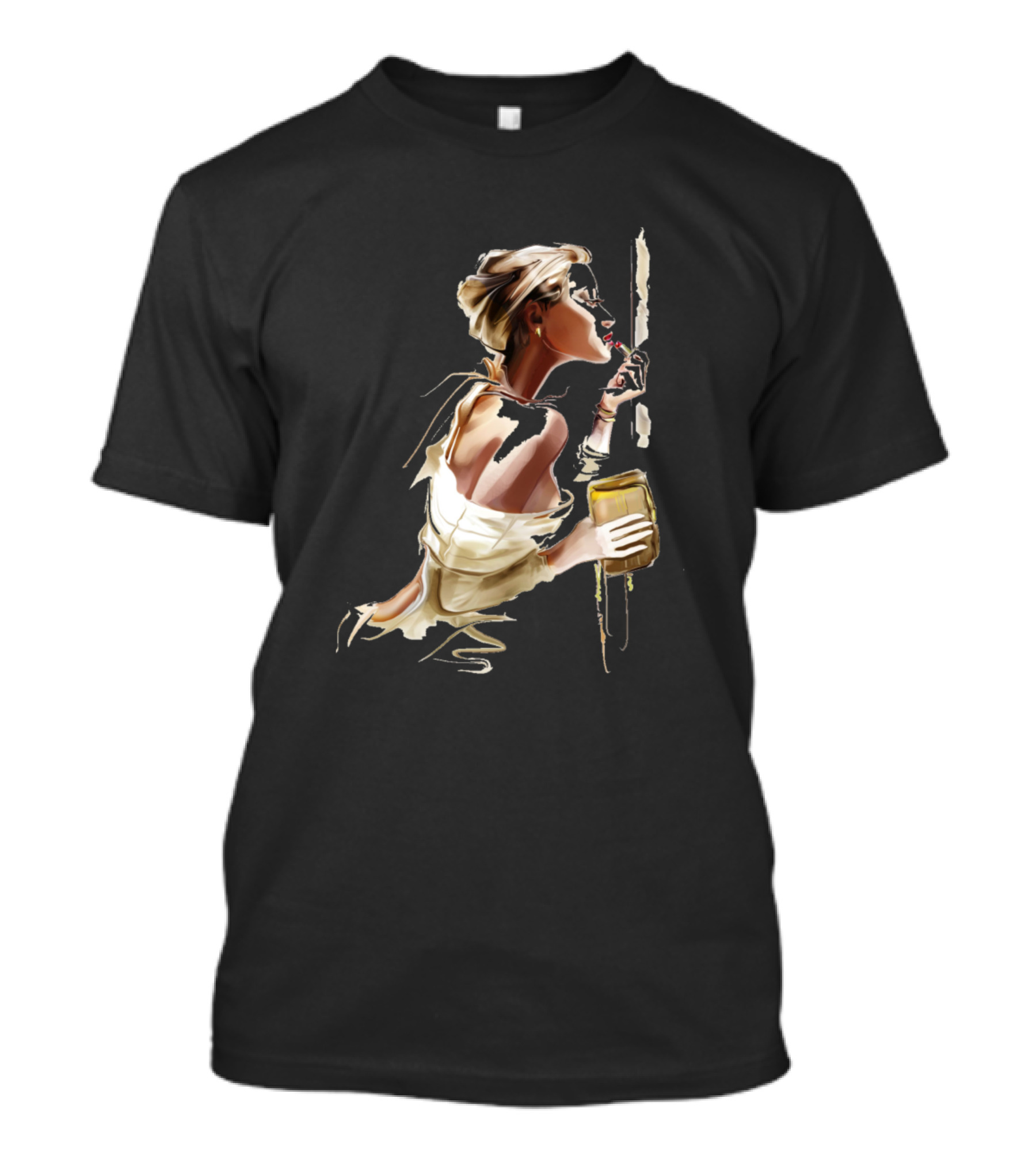 Fashion Print Printmaking Stylish Woman With Drink T-Shirt