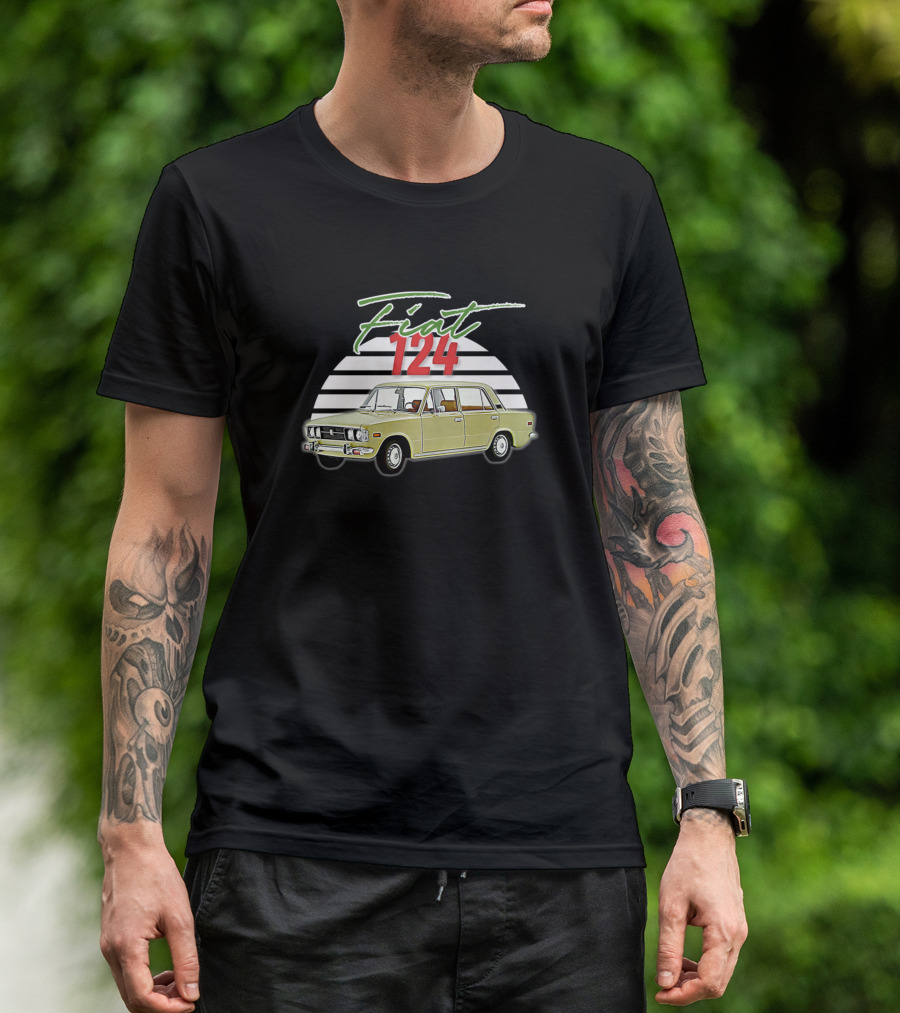 Fiat 124 Retro Italian Car Lover Classic Style Vintage Auto T-Shirt