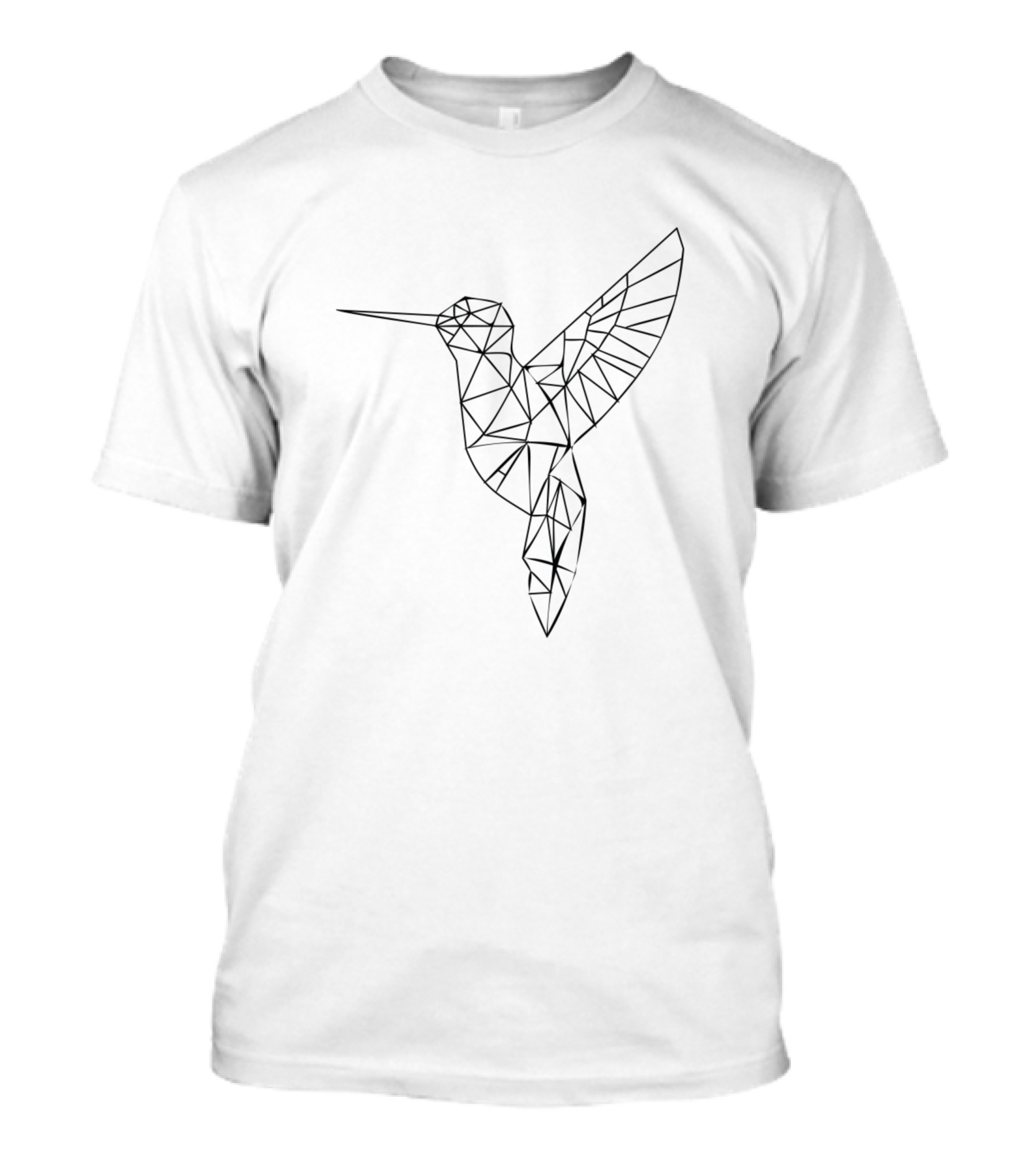 Geometric Hummingbird Black White Polygon Art Bird Minimalist T-Shirt
