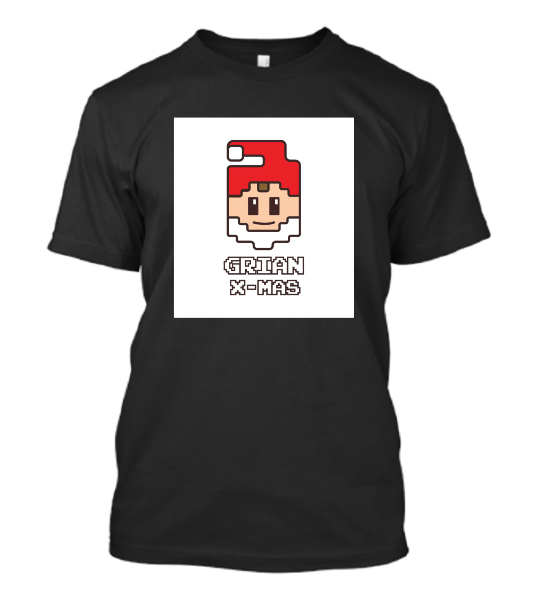 Grian X-Mas Pixel Art Santa Hat Character T-Shirt
