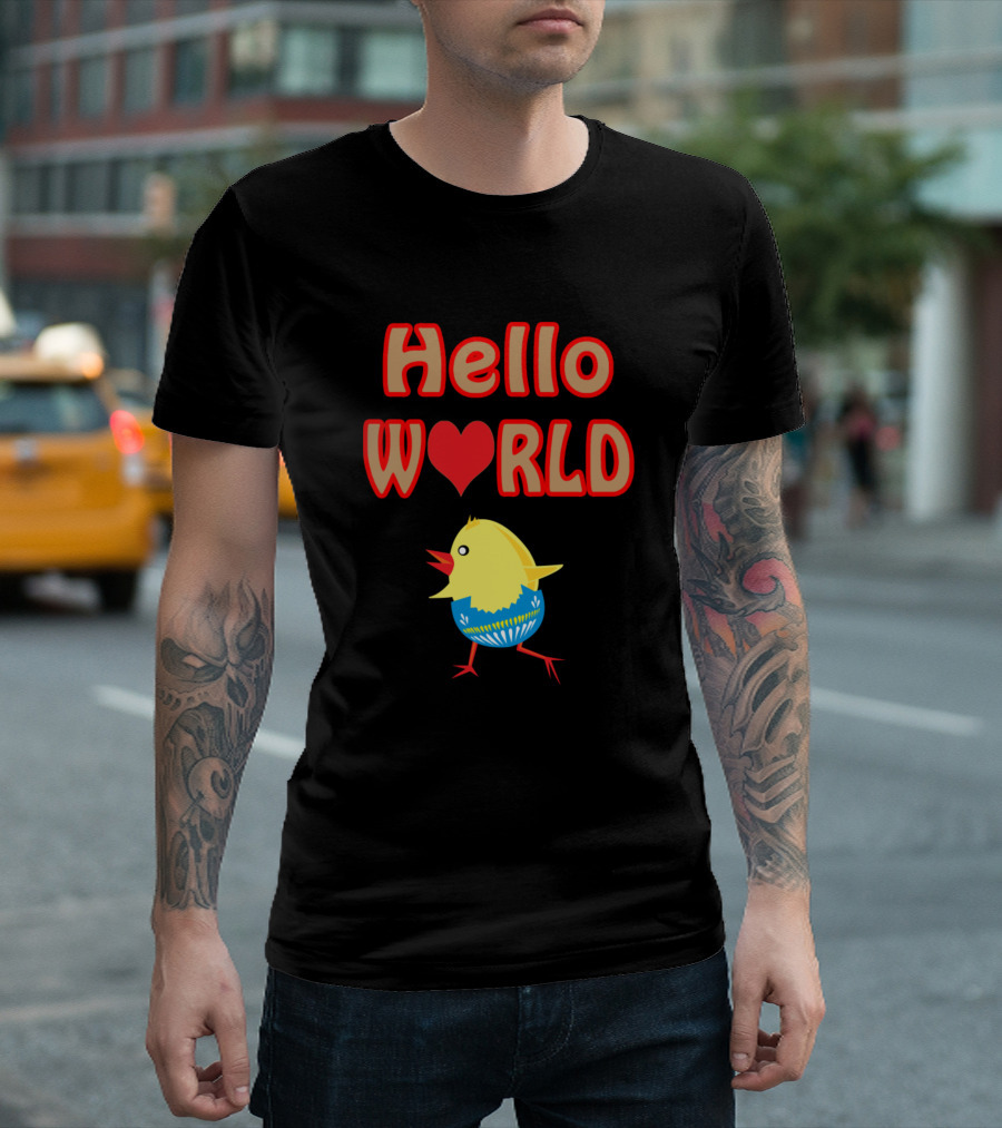 Hello World with Heart and Chick T-Shirt