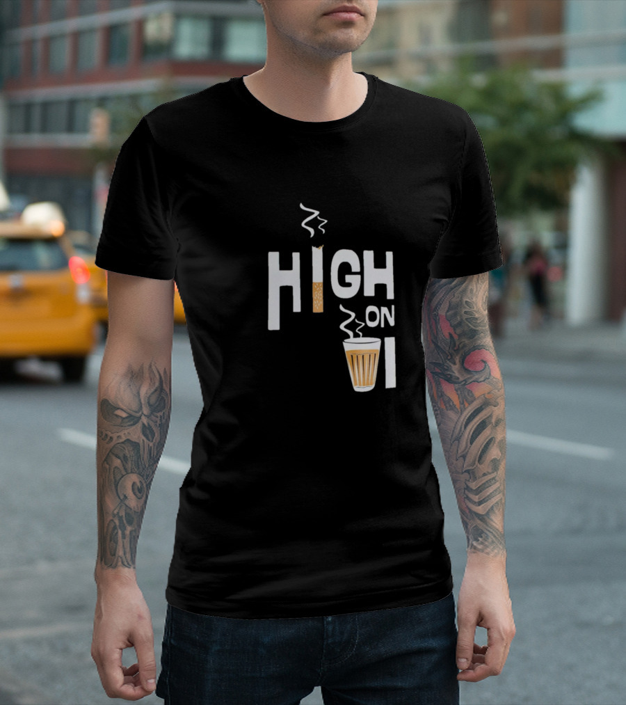 High On Coffee Smoking Cup T-Shirt