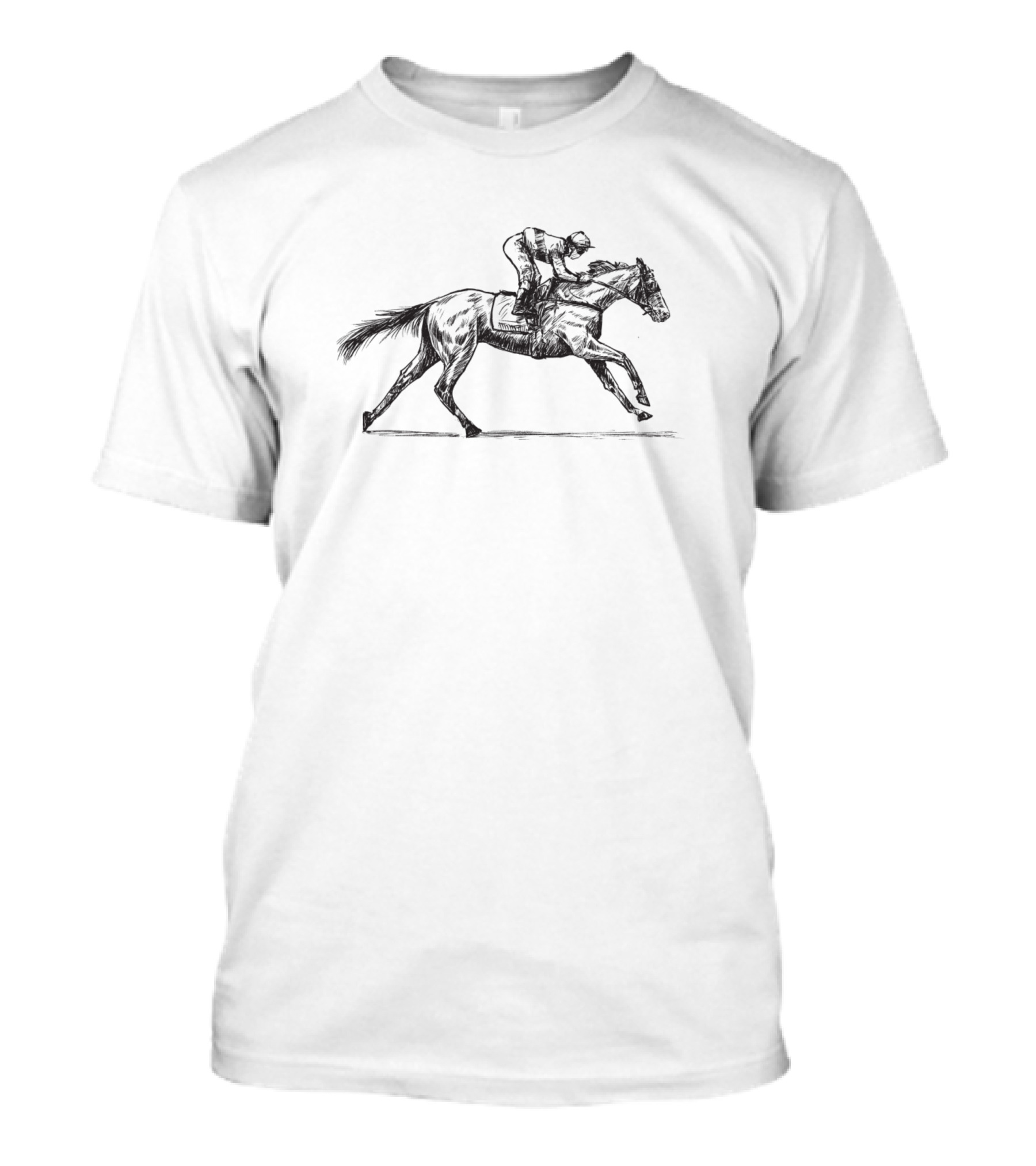 Jockey Hand Draw Horse Racing T-Shirt
