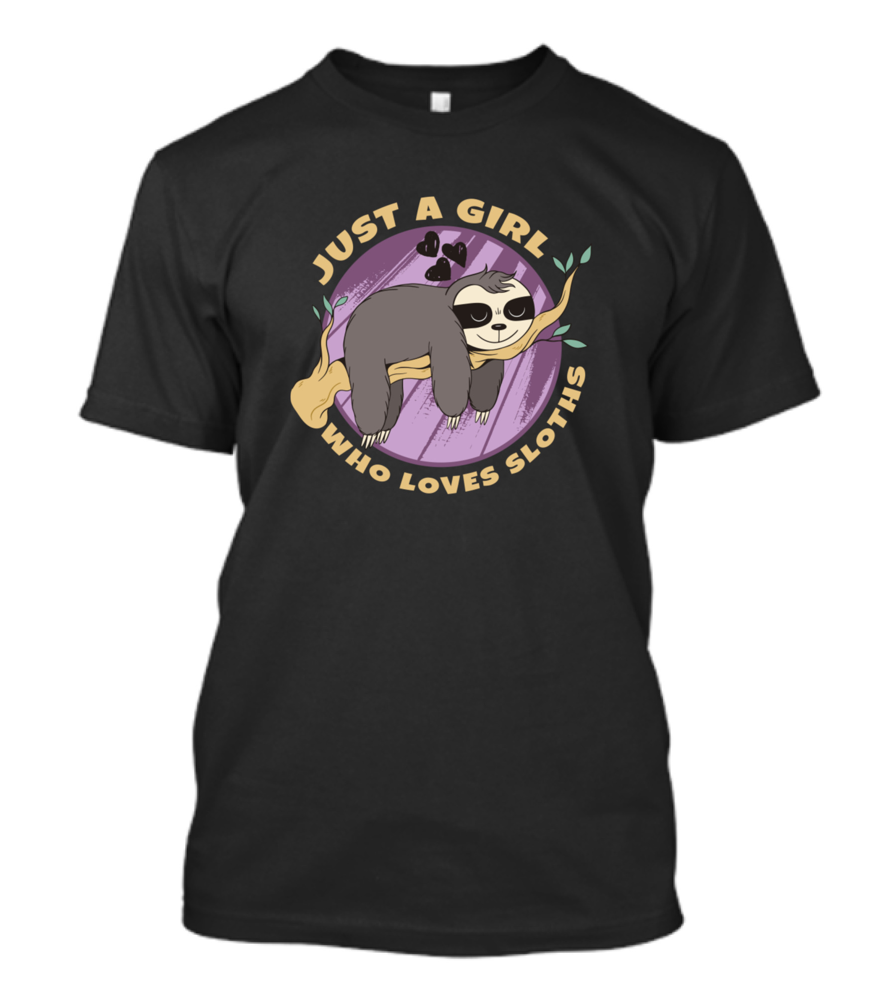 Just A Girl Who Loves Sloths Cute Funny Sloth Love Hearts T-Shirt