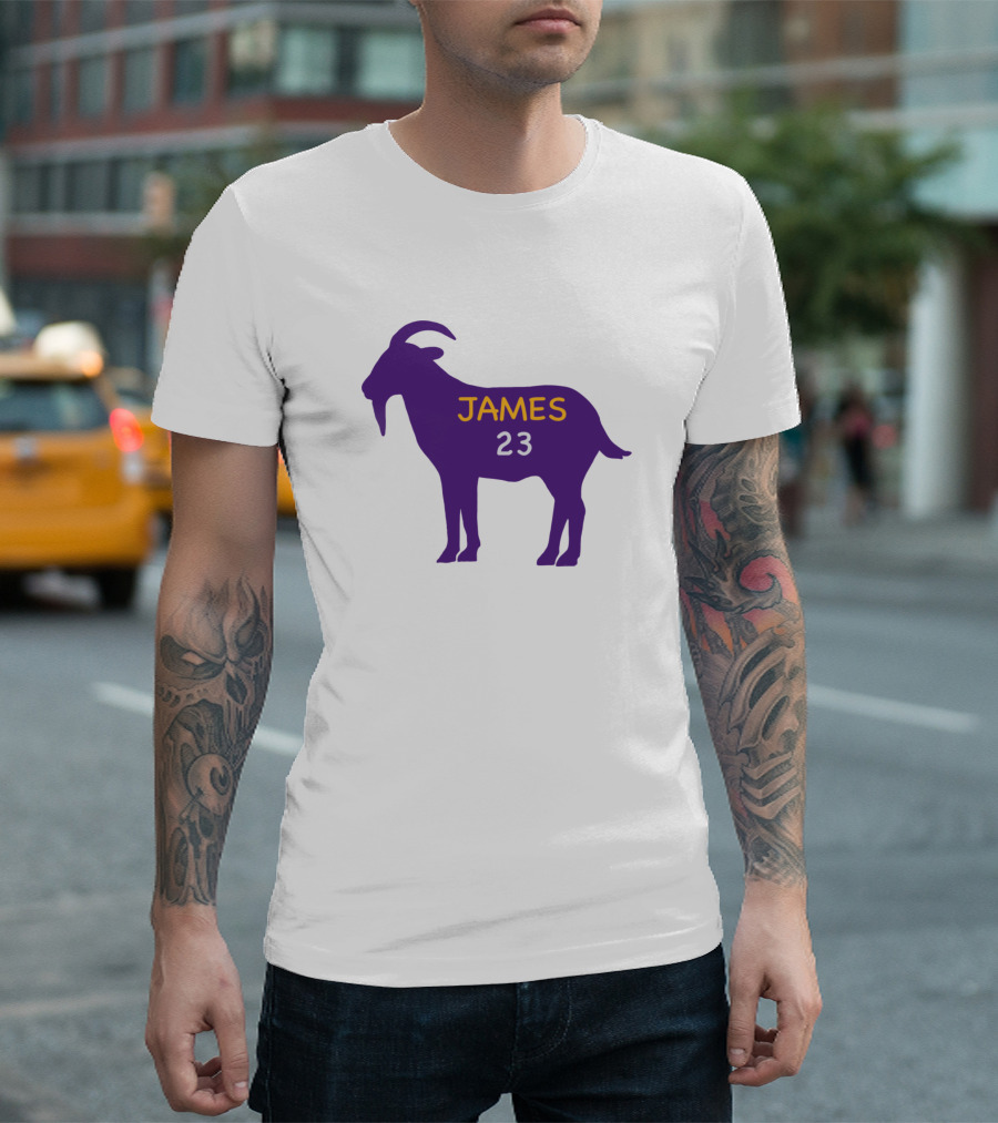 James 23 GOAT Lakers Purple And Gold T-Shirt