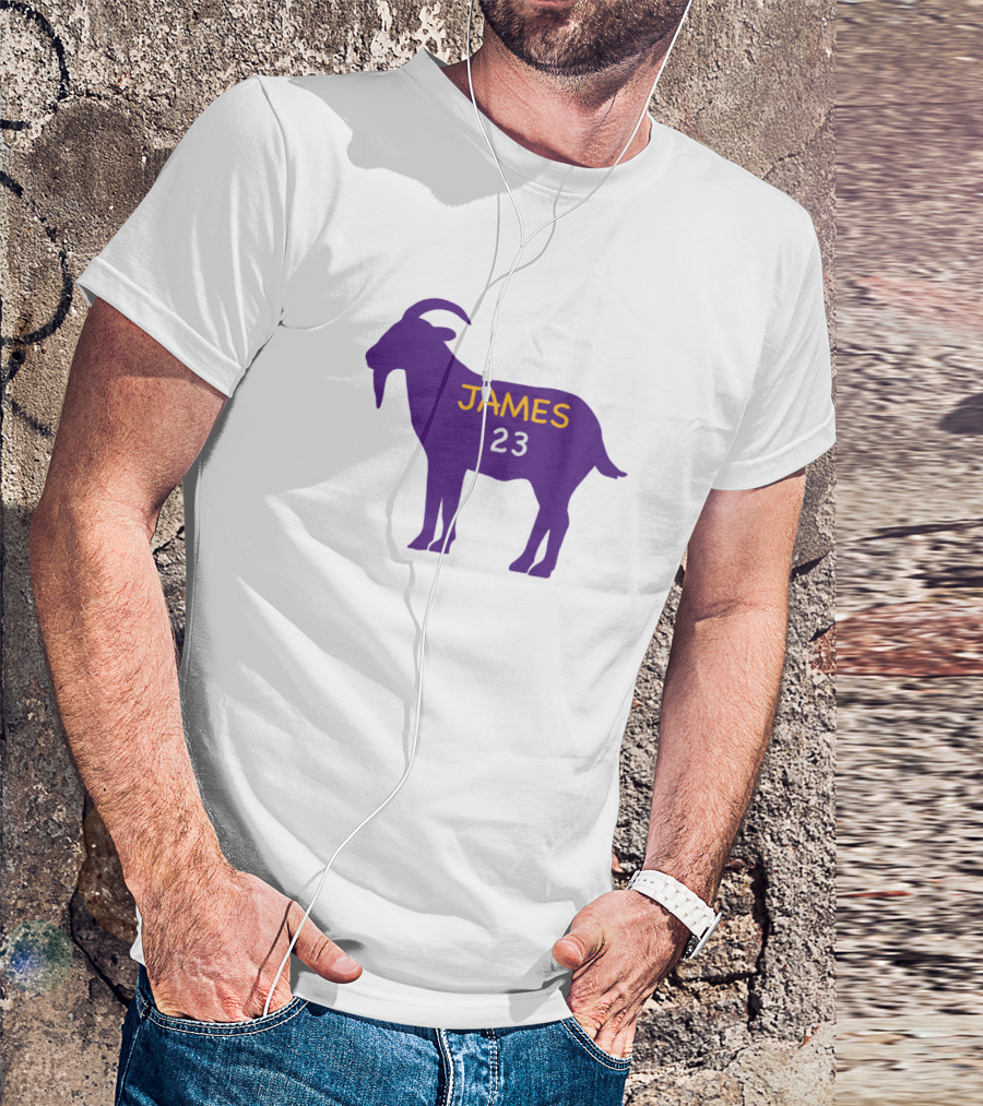 James 23 GOAT Lakers Purple And Gold T-Shirt
