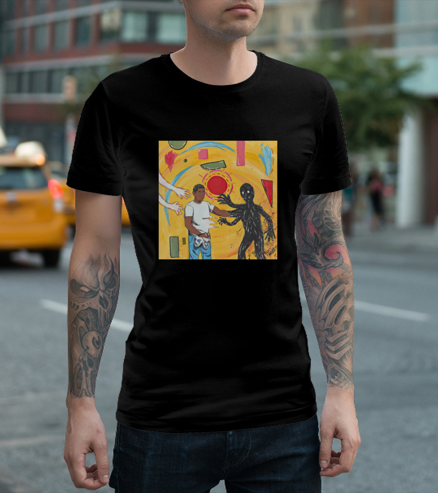 Let Things Go Abstract Figure with Colorful Shapes and Shadows T-Shirt
