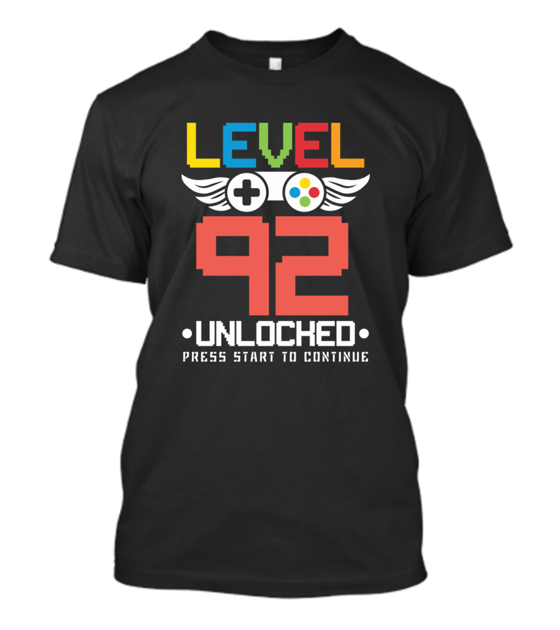 Level 92 Unlocked Press Start To Continue Video Games Lover T-Shirt