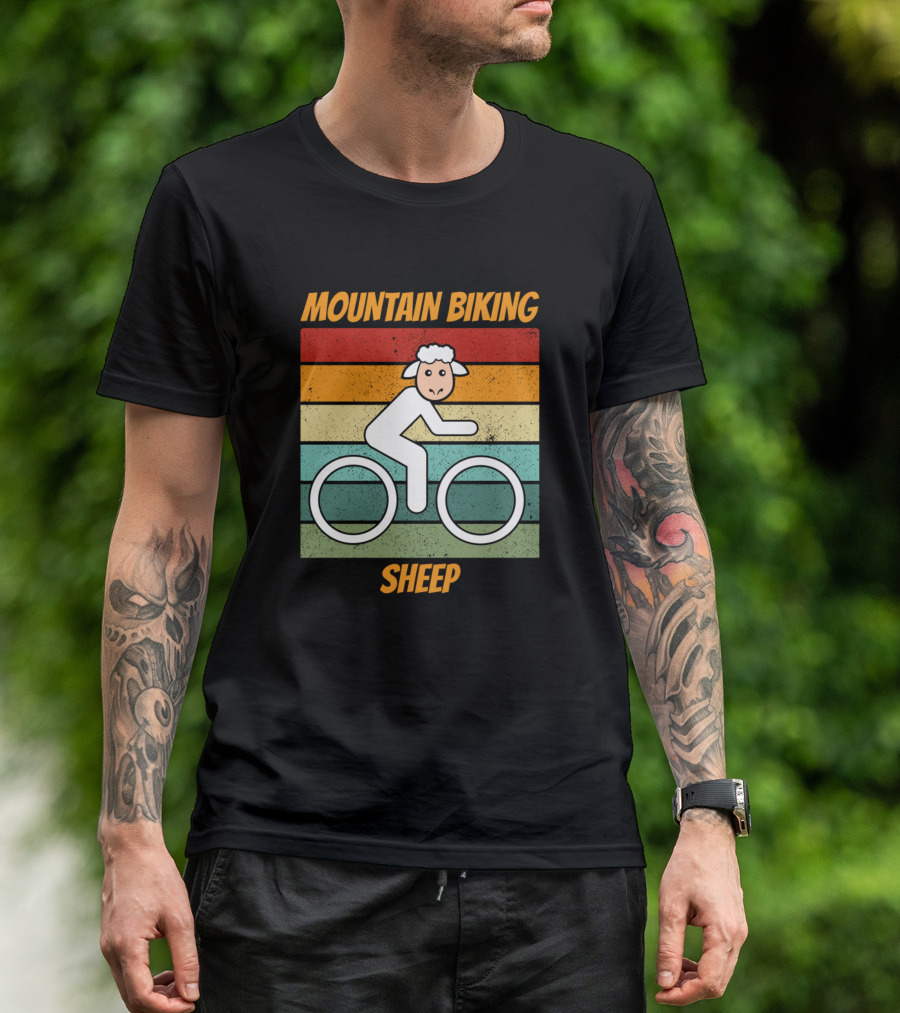 MOUNTAIN BIKING SHEEP Retro Cycling羊骑车山地车 T-Shirt